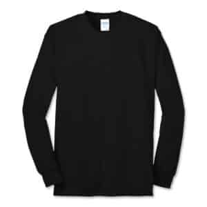 Port Co Long-Sleeve Blended Cotton T-Shirt - Black